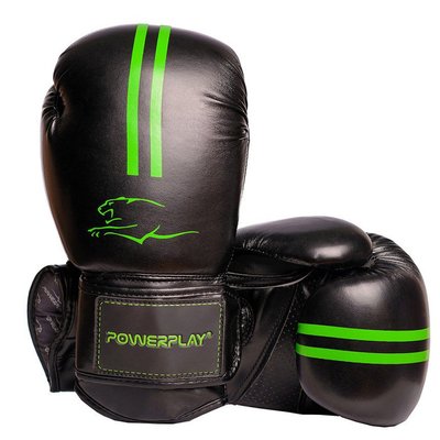 Боксерські рукавиці PowerPlay 3016 Contender Чорно-Зелені 12 унцій 855315311 фото